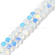 Transparent Electroplate Glass Beads Strands, AB Color, Faceted Flat Round, WhiteSmoke, 6x3mm, Hole: 1.2mm, about 98~100pcs/strand, 20.08''~20.87''(51~53cm)(GLAA-Q099-I01-07)
