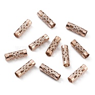 Ion Plating(IP) Hollow Out 304 Stainless Steel Beads, Column, Rose Gold, 12x4mm, Hole: 3mm(STAS-G326-01RG)