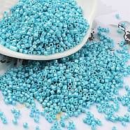 Baking Paint Glass Seed Beads, Cylinder, Dark Turquoise, 2x1.5mm, Hole: 1mm, about 50398pcs/pound(SEED-S042-15B-34)