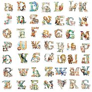 50Pcs Animal Letter A~Z PVC Waterproof Sticker Labels, Self-adhesion, for Suitcase, Skateboard, Refrigerator, Helmet, Mobile Phone Shell, Mixed Color, 30~60mm(STIC-PW0024-07)