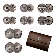 CHGCRAFT 16 Sets 4 Style Alloy Coin Screw Rivets, DIY Leather Craft Nail, Flat Round, Antique Silver, 25~37.5x7~9.5mm, 4 sets/style(FIND-CA0005-09)