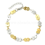 304 Stainless Steel Heart Link Bracelets for Women, Golden & Stainless Steel Color, 6-7/8 inch(17.4cm)(BJEW-A007-02GP)