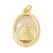 Brass Pendants, Oval with Bell, with Shell, Lead Free & Cadmium Free, Long-Lasting Plated, Real 18K Gold Plated, 19.5x13x3mm(KK-K298-26B-G)