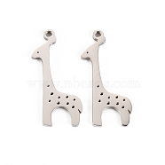 304 Stainless Steel Pendants, Laser Cut, Giraffe, Stainless Steel Color, 22.5x9x1mm, Hole: 0.9mm(STAS-S116-195P)