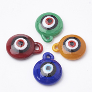 Handmade Lampwork Pendants, Evil Eye, Mixed Color, 19x15x6mm, Hole: 2mm(LAMP-N020-M)