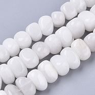 Natural White Jade Beads Strands, Tumbled Stone, Nuggets, 8~10x12~15x10~12mm, Hole: 1mm, about 42~46pcs/strand, 16.14 inch(41 cm)(G-S364-033)