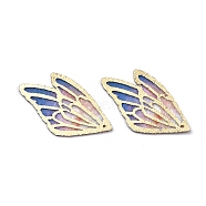 Fashion DIY Earrings Jewelry Accessories, Imitation Metal Cloth Pendants, Wing, Royal Blue, 31x18x0.6mm, Hole: 0.8mm(X-FIND-R083-B05-04)