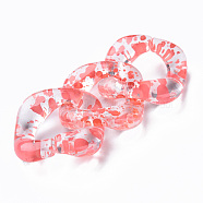 Transparent Acrylic Linking Rings, Quick Link Connectors, for Curb Chains Making, Twist Oval, Tomato, 31x29x7mm, Inner Diameter: 11x17mm(OACR-N009-016A-01)