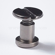 Brass Flat Nail Rivets, Chicago Screws, Screw Back, For DIY Leather Craft, Gunmetal, 7x8mm, cap: 6x6mm, screw: 5x8mm(KK-WH0075-03B-A)
