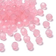 Transparent Acrylic Beads, Imitation Jade, Milk Pink, Faceted Round, 8mm in diameter, hole: 1mm(X-DB8MM04)