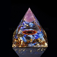 Orgonite Pyramid Resin Energy Generators, Reiki Natural Amethyst Round & Lapis Lazuli Chips Inside for Home Office Desk Decoration, 60x60x60mm(PW-WG29481-01)