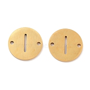 Vacuum Plating 201 Stainless Steel Hollow Flat Round Links, Letter Connector Charms, Real 18K Gold Plated, Letter I, 12x1mm, Hole: 1.2mm(FIND-R149-03I-G)