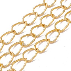 3.28 Feet Oval Oxidation Aluminum Curb Chains, Texture, Unwelded, Golden, Link: 21.5x15.5x2mm(X-CHA-G001-04G)