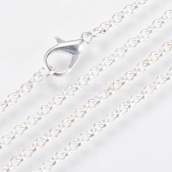 Iron Rolo Chains Necklace Making, with Lobster Clasps, Soldered, Silver Color Plated, 17.7 inch(45cm)(MAK-R017-45cm-S)