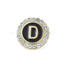 Letter Enamel Pins, Alloy Brooches for Backpack Clothes, with Clear Cubic Zirconia , Letter D, 17.8x17mm(JEWB-S042-03D-G)