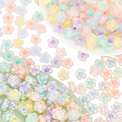 Elite 360Pcs 12 Colors Transparent Acrylic Beads, Frosted, Bead in Bead, Flower, Mixed Color, 12x12.5x6mm, Hole: 2.5mm, 30pcs/color(TACR-PH0001-63)