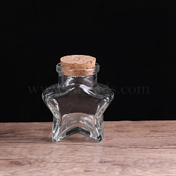 Mini High Borosilicate Glass Bottle Bead Containers, Wishing Bottle, with Cork Stopper, Star, Clear, 6.1x7.3cm(BOTT-PW0001-264)
