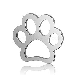 Titanium Steel Links connectors, Dog Paw Print, Stainless Steel Color, 11x12x0.8mm(STAS-T040-T540S)