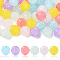 120Pcs 6 Colors Imitation Jelly Acrylic Beads, Corrugated Beads, Round, Mixed Color, 14x13mm, Hole: 2.5mm, 20pcs(28g)/color(MACR-YW0003-22)