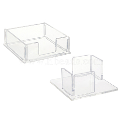 2 Sets 2 Style Acrylic Sticky Note Holder, Notepad Holder, Square, Clear, Finished Product: 94.5x94.5x43mm & 94x94x34mm, 1 set/style(ODIS-FG0001-68)