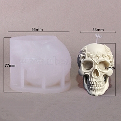 3D Halloween Skull DIY Silicone Candle Molds, Aromatherapy Candle Moulds, Scented Candle Making Molds, White, 6.9x9.5x7.7cm(PW-WG17437-03)