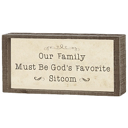 Carved Wooden Display Board Sign, for Home Wall Decorations, Rectangle with Word Our family, Wheat, 254x108x45mm(AJEW-WH0507-0004)