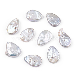 Baroque Natural Nucleated Pearl Keshi Pearl Beads, Cultured Freshwater Pearl, Teardrop, Seashell Color, 14~17.5x9.5~11.5x2.5~7mm, Hole: 0.7mm(PEAR-S020-Z01-1)