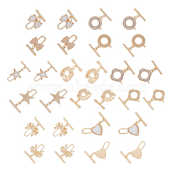 14 Sets 7 Style Mixed Shape Brass Toggle Clasps, Real 18K Gold Plated, 14sets/box(KK-DC0002-63)