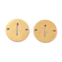 PVD Vacuum Plating 201 Stainless Steel Hollow Flat Round Links, Letter Connector Charms, Real 18K Gold Plated, Letter I, 12x1mm, Hole: 1.2mm(FIND-R149-03I-G)