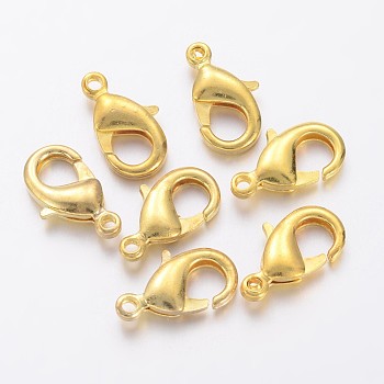 Brass Lobster Claw Clasps, Parrot Trigger Clasps, Cadmium Free & Nickel Free & Lead Free, Golden, 19x10x4mm, Hole: 2mm
