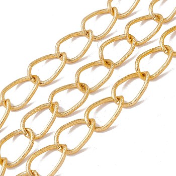 3.28 Feet Oval Oxidation Aluminum Curb Chains, Texture, Unwelded, Golden, Link: 21.5x15.5x2mm