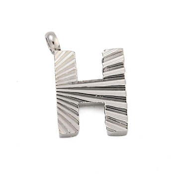 304 Stainless Steel Charms, Handmade Engrave Figure, Full Polished, Stainless Steel Color, Letter H, 13.5x9.5x2mm, Hole: 1.8mm