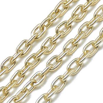 Aluminum Cable Chains, Unwelded, Oval, Light Gold, 4.6x3.1x0.8mm