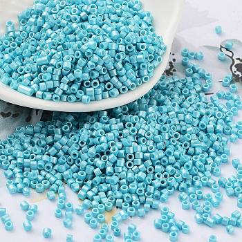 Baking Paint Glass Seed Beads, Cylinder, Dark Turquoise, 2x1.5mm, Hole: 1mm, about 50398pcs/pound