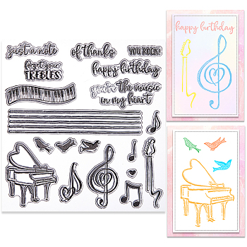 Clear Silicone Stamps, for DIY Scrapbooking, Photo Album Decorative, Cards Making, Musical Note, 139x139x3mm