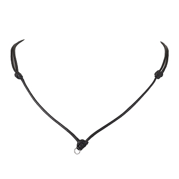 Adjustable Waxed Cord Pendant Necklaces, Black, 18~34-3/8 inch(45.6~87.4cm)