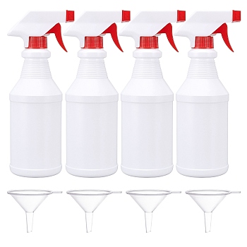 500ml Polyethylene(PE) Trigger Squirt Bottles, with Polypropylene(PP) Sprayer and Transparent Plastic Funnel Hopper, Mixed Color, 23x7.56cm, Capacity: 500ml