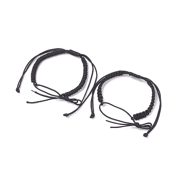 2Pcs Nylon Braided Bracelet Makings, Black, Inner Diameter: 2 inch(5.2cm)