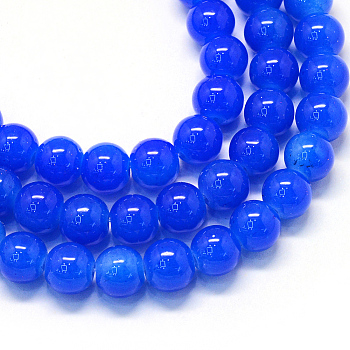 Baking Painted Imitation Jade Glass Round Bead Strands, Royal Blue, 4.5~5mm, Hole: 1mm, about 210pcs/strand, 31.4 inch
