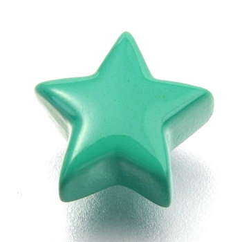 Spray Painted Brass Beads, Star, Medium Sea Green, 9.5x10x5.5mm, Hole: 2.3mm