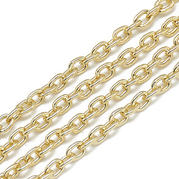 Aluminum Cable Chains, Unwelded, Oval, Pale Goldenrod, 5.3x3.5x1mm