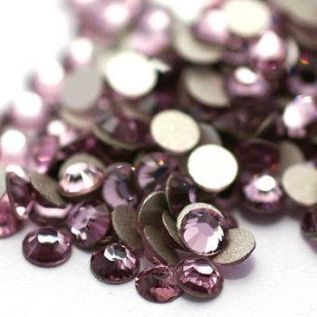 Glass Flat Back Rhinestone, Grade A, Back Plated, Faceted, Half Round, Light Amethyst, SS4, 1.5~1.6mm, 1440pcs/bag