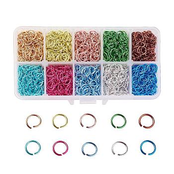 Aluminum Wire Open Jump Rings, Mixed Color, 18 Gauge, 10x1mm, about 1340pcs/box