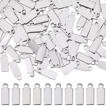 100Pcs 304 Stainless Steel Stamping Blank Tag Pendants, Rectangle, Stainless Steel Color, 11x4x1mm, Hole: 1.5mm