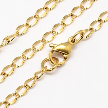Trendy Men's 304 Stainless Steel Twisted Chain Necklaces, with Lobster Clasps, Golden, 17.7 inch(44.9cm), 4.5x2.5x1mm