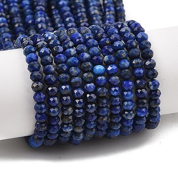 Dyed Natural Lapis Lazuli Beads Strands, Faceted, Rondelle, 4x3mm, Hole: 0.7mm, about 131~133pcs/strand, 15.35''(39cm)