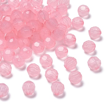 Transparent Acrylic Beads, Imitation Jade, Milk Pink, Faceted Round, 8mm in diameter, hole: 1mm