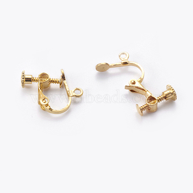 Racking Plated Brass Clip-on Earring Findings(KK-P169-01G)-2