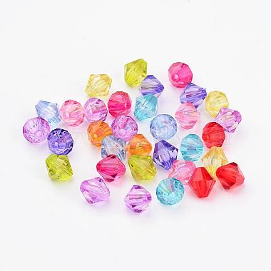 Mixed Color Chunky Dyed Transparent Acrylic Faceted Bicone Spacer Beads for Kids Jewelry(X-DBB8mm)-2