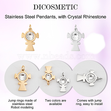 DICOSMETIC 12Pcs 2 Colors 201 Stainless Steel Pendants(STAS-DC0006-33)-4